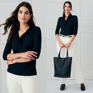 J. McLaughlin Durham Ruffle Top Catalina Cloth Black